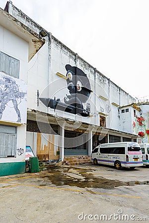 Street art Project â€œ70110 : Ban Pong Urban Art Terminal #1/2017â€ By AT EXCHANGE and BAAN NOORG Editorial Stock Photo